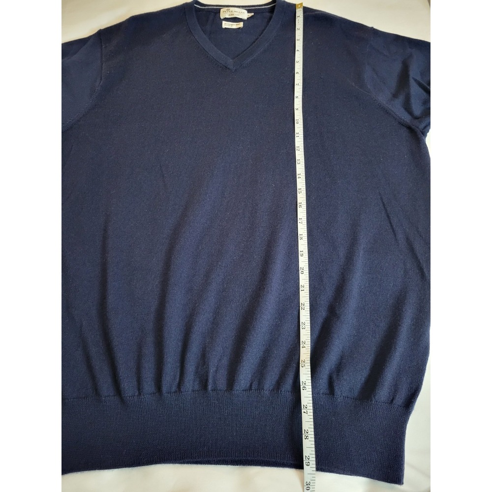 Peter Millar Sweater Mens XL Navy Blue V Neck Knit Pullover Lightweight Adult - Picture 7 of 12